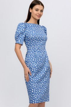 Голубое платье-футляр с цветочным принтом 1001 dress