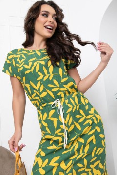 Длинное зелёное платье из штапеля Lady Taiga(фото3)