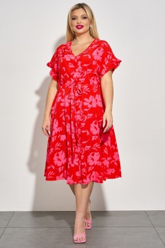 Ярко-красное платье с принтом Dora(фото2)