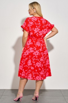 Ярко-красное платье с принтом Dora(фото3)