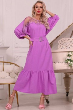 Длинное фиолетовое платье с кружевом Wisell