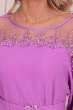 Длинное фиолетовое платье с кружевом Wisell(фото3)