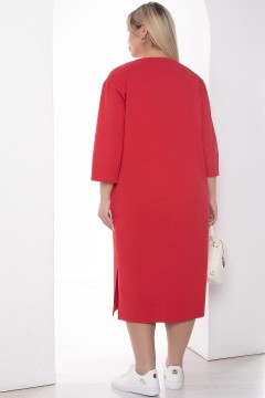 Красное хлопковое платье с разрезами Lady Taiga(фото4)