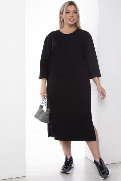 Чёрное хлопковое платье с разрезами Lady Taiga(фото2)