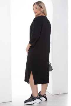 Чёрное хлопковое платье с разрезами Lady Taiga(фото4)