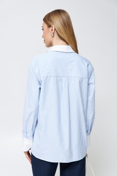 Голубая рубашка в полоску Cloxy(фото4)