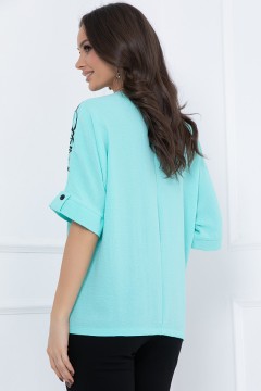 Лёгкая мятная блузка с коротким рукавом Bellovera(фото4)