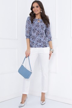 Голубая блуза с цветочным принтом Bellovera(фото2)