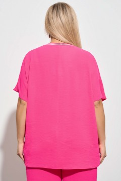 Свободная розовая блузка с короткими рукавами Dora(фото3)