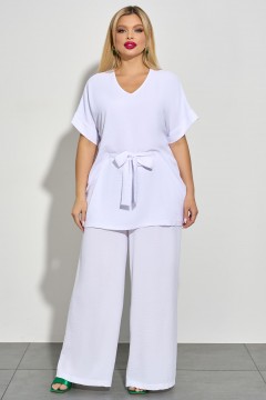 Однотонная белая блуза на кулиске Dora(фото2)