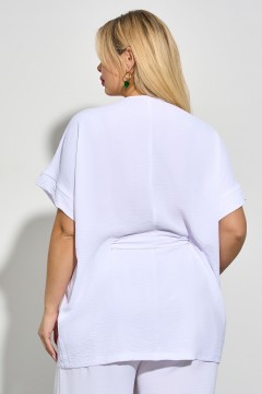 Однотонная белая блуза на кулиске Dora(фото3)