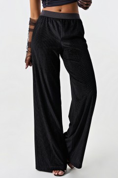 Широкие чёрные бархатные брюки Fly(фото2)