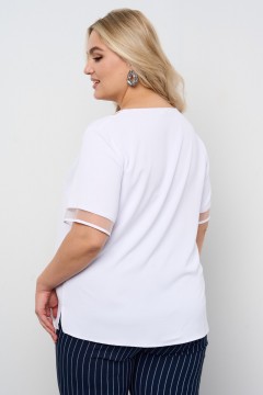 Блузка белая с отделкой из сетки Intikoma(фото5)