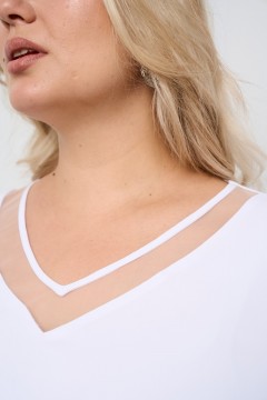 Блузка белая с отделкой из сетки Intikoma(фото3)