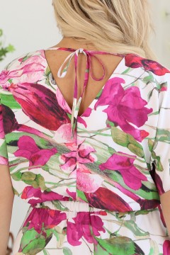 Платье длинное бело-розовое с карманами Wisell(фото6)