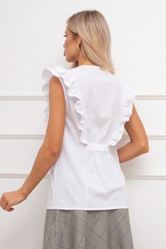 Блузка белая с воланами Эшли №1 Valentina(фото4)