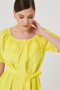 Платье ярко-жёлтое с открытыми плечами Priz(фото3)