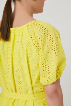 Платье ярко-жёлтое с открытыми плечами Priz(фото4)