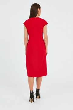 Платье миди красное с разрезом Priz(фото4)