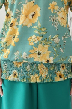 Блузка шифоновая мятная с цветочным принтом Wisell(фото3)