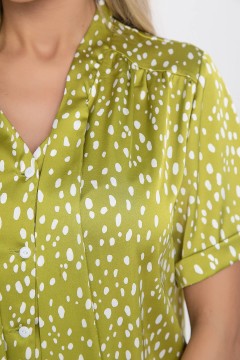 Блузка зелёная с бантом из шёлка Lady Taiga(фото3)