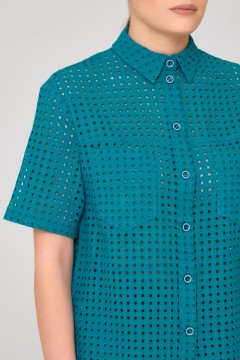 Рубашка из шитья сине-зелёная с накладными карманами Priz(фото3)