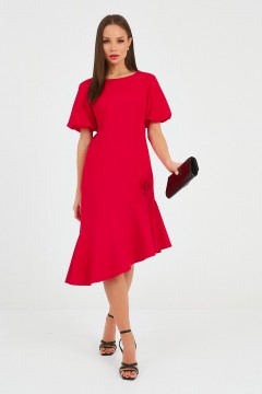Платье красное с рукавом баллон Priz(фото2)