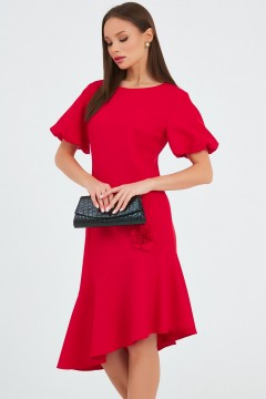 Платье красное с рукавом баллон Priz