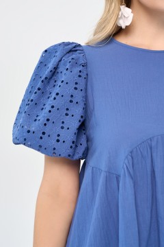Платье синее с рукавами-фонариками Prima Linea(фото4)