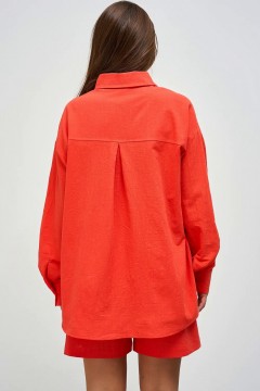 Рубашка красная хлопковая с накладным карманом Jetty(фото3)