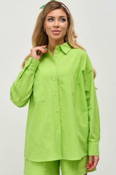 Рубашка зелёная хлопковая с накладным карманом Jetty