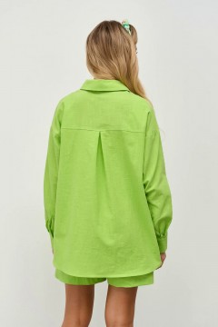 Рубашка зелёная хлопковая с накладным карманом Jetty(фото3)