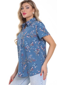 Блузка синяя с цветочным принтом Diolche(фото3)