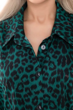 Платье-рубашка зелёное с карманами Lady Taiga(фото3)