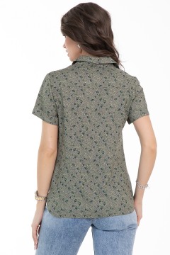 Рубашка цвета хаки с цветочным принтом Diolche(фото3)