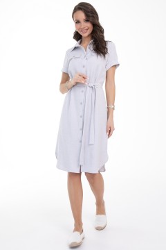 Платье-рубашка светло-серое с поясом Diolche(фото2)