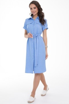 Платье-рубашка голубое с поясом Diolche(фото2)