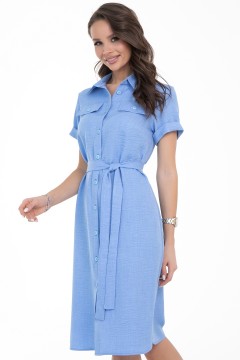 Платье-рубашка голубое с поясом Diolche