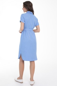 Платье-рубашка голубое с поясом Diolche(фото3)