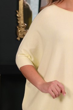 Джемпер вязаный светло-жёлтый с коротким рукавом Wisell(фото3)