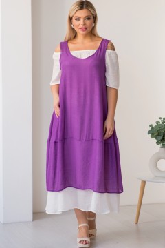 Платье длинное фиолетового цвета с открытыми плечами Novita