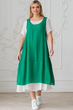 Платье длинное зелёного цвета с открытыми плечами Novita