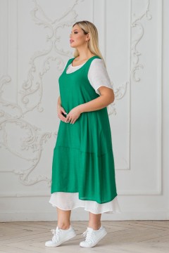 Платье длинное зелёного цвета с открытыми плечами Novita(фото2)