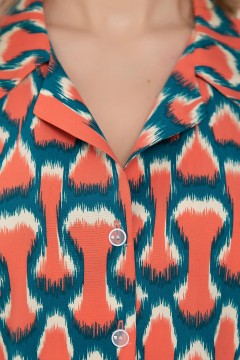 Рубашка из штапеля кораллового цвета Lady Taiga(фото3)