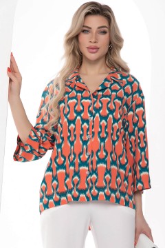 Рубашка из штапеля кораллового цвета Lady Taiga