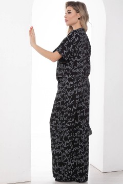 Костюм-двойка чёрный с укороченной блузкой и брюками Lady Taiga(фото4)