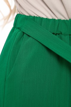Брюки широкие зелёные с завязками на поясе Lady Taiga(фото3)