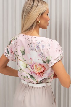 Блузка розовая с цветочным принтом Мелисса №94 Valentina(фото4)