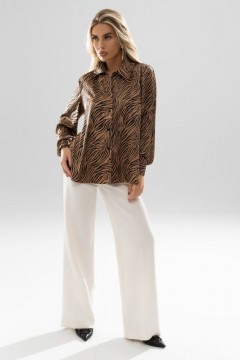 Рубашка шёлковая коричневая с принтом Charutti(фото2)