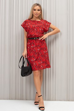 Платье короткое красного цвета с принтом Ульяна №64 Valentina(фото2)